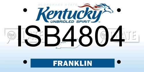 ISB4804 Kentucky License Plate