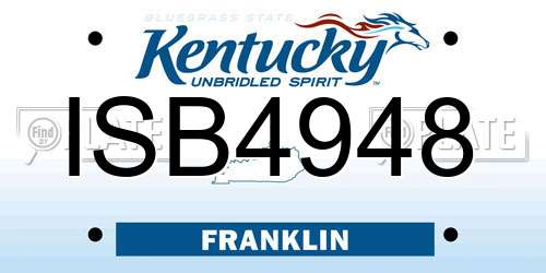 ISB4948 Kentucky License Plate