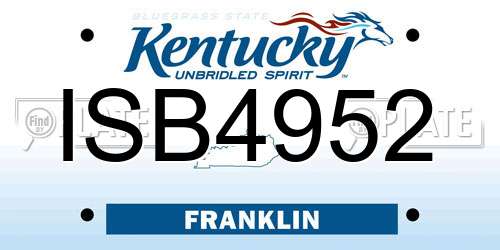 ISB4952 Kentucky License Plate
