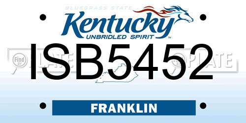 ISB5452 Kentucky License Plate