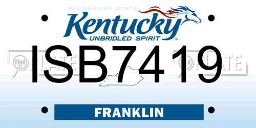 ISB7419 Kentucky License Plate