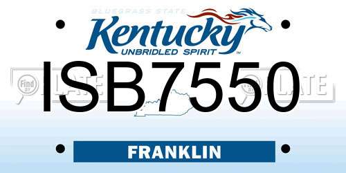 ISB7550 Kentucky License Plate