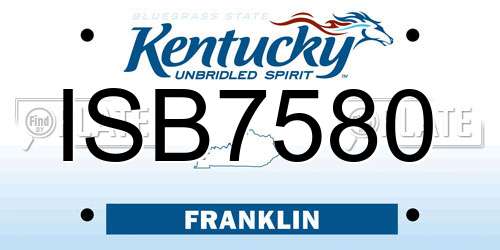 ISB7580 Kentucky License Plate