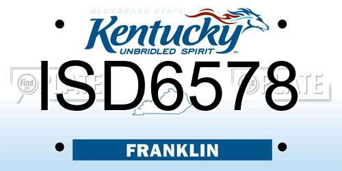ISD6578 Kentucky License Plate