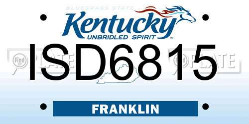 ISD6815 Kentucky License Plate