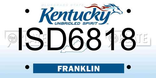 ISD6818 Kentucky License Plate