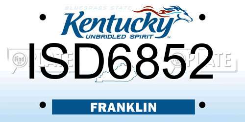 ISD6852 Kentucky License Plate