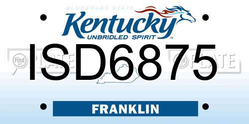 ISD6875 Kentucky License Plate