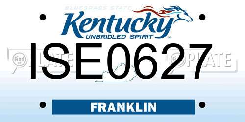 ISE0627 Kentucky License Plate