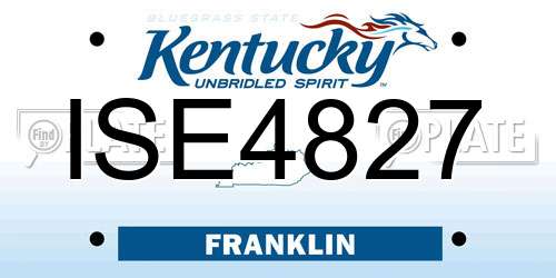 ISE4827 Kentucky License Plate