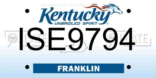 ISE9794 Kentucky License Plate