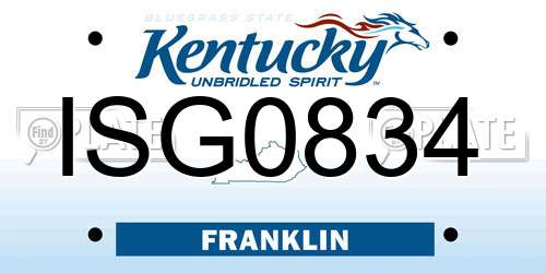 ISG0834 Kentucky License Plate