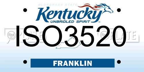 ISO3520 Kentucky License Plate