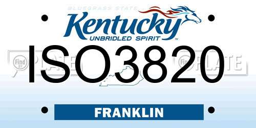 ISO3820 Kentucky License Plate