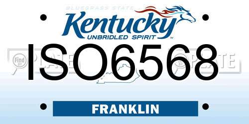 ISO6568 Kentucky License Plate