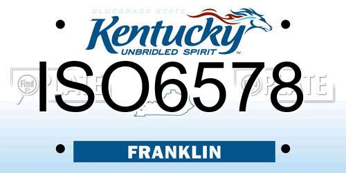 ISO6578 Kentucky License Plate