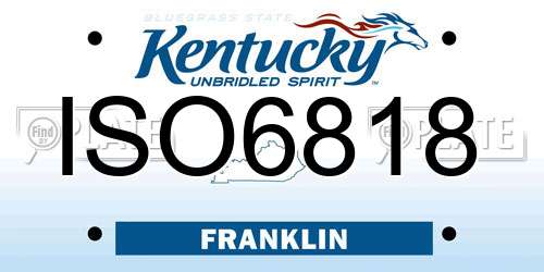 ISO6818 Kentucky License Plate