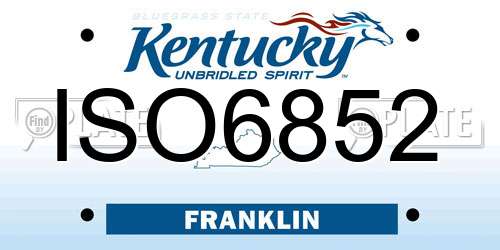 ISO6852 Kentucky License Plate