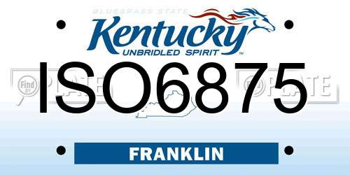 ISO6875 Kentucky License Plate