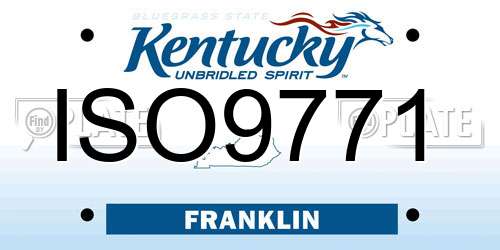 ISO9771 Kentucky License Plate
