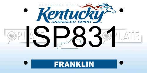 ISP831 Kentucky License Plate