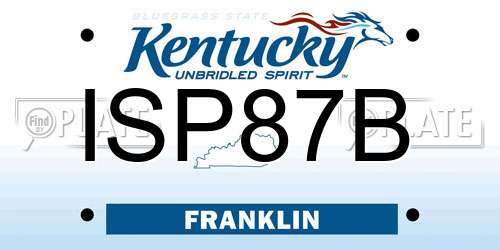 ISP87B Kentucky License Plate