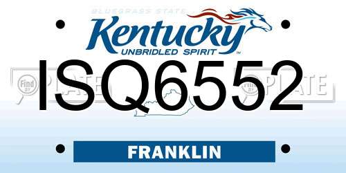 ISQ6552 Kentucky License Plate
