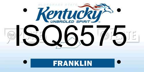 ISQ6575 Kentucky License Plate