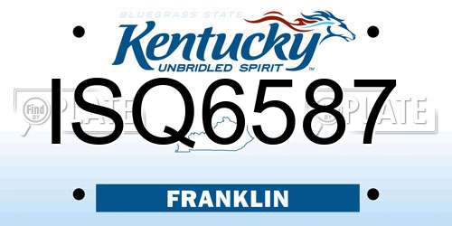 ISQ6587 Kentucky License Plate