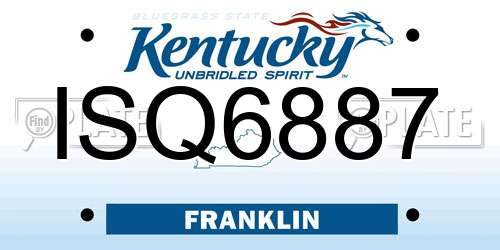 ISQ6887 Kentucky License Plate