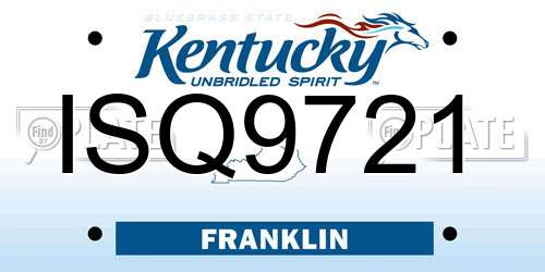 ISQ9721 Kentucky License Plate