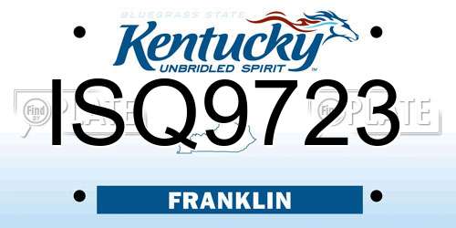 ISQ9723 Kentucky License Plate