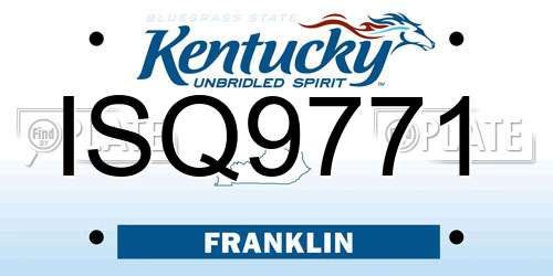 ISQ9771 Kentucky License Plate