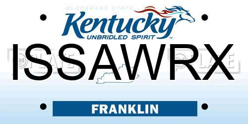 ISSAWRX Kentucky License Plate
