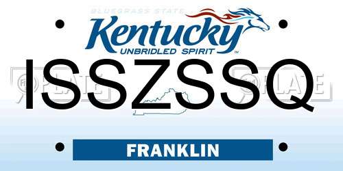 ISSZSSQ Kentucky License Plate