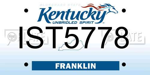 IST5778 Kentucky License Plate