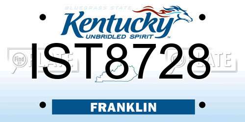 IST8728 Kentucky License Plate