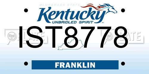 IST8778 Kentucky License Plate