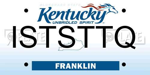 ISTSTTQ Kentucky License Plate