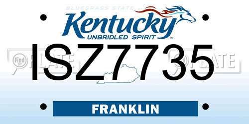 ISZ7735 Kentucky License Plate