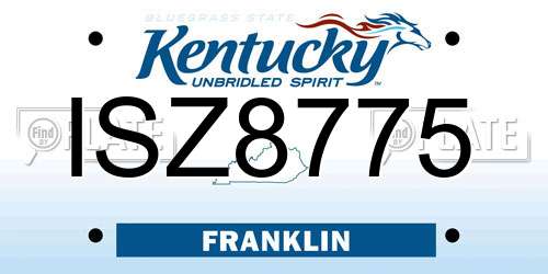 ISZ8775 Kentucky License Plate