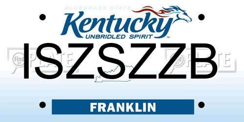 ISZSZZB Kentucky License Plate