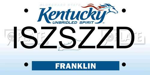 ISZSZZD Kentucky License Plate