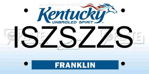 ISZSZZS Kentucky License Plate