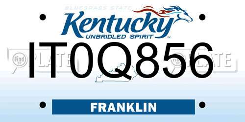 IT0Q856 Kentucky License Plate