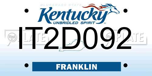 IT2D092 Kentucky License Plate