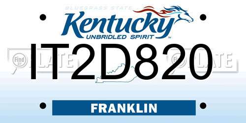 IT2D820 Kentucky License Plate