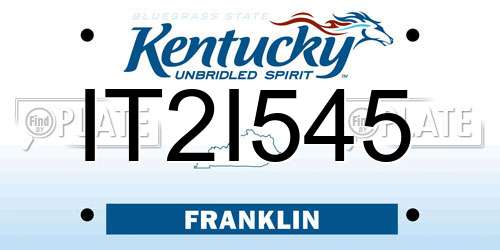 IT2I545 Kentucky License Plate