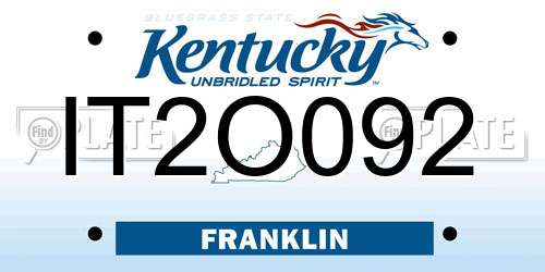 IT2O092 Kentucky License Plate