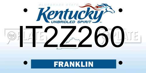 IT2Z260 Kentucky License Plate